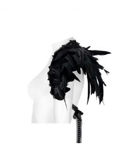 Black Artificial Feathers 'Raven' Shoulder Accessory