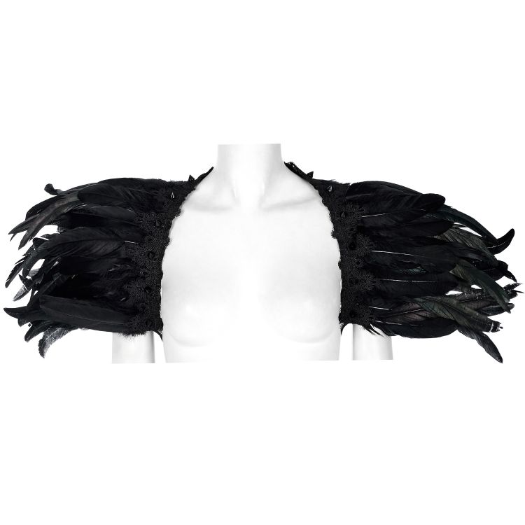 Black Artificial Feathers 'Raven' Shoulder Accessory