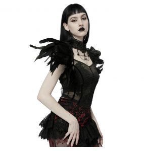 Black Artificial Feathers 'Raven' Shoulder Accessory