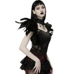 Black Artificial Feathers 'Raven' Shoulder Accessory