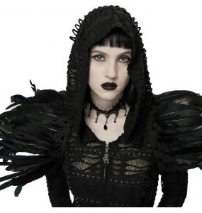 Black Artificial Feathers 'Raven' Shoulder Accessory