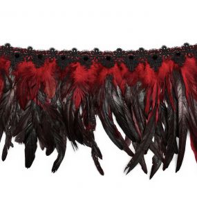 Accessoire d'Épaule 'Raven' en Plumes Artificielles Noires et Rouges