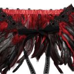 Accessoire d'Épaule 'Raven' en Plumes Artificielles Noires et Rouges