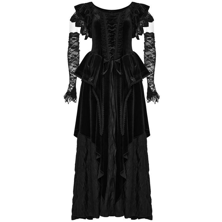 Longue Robe 'Heva' en Velours Noir