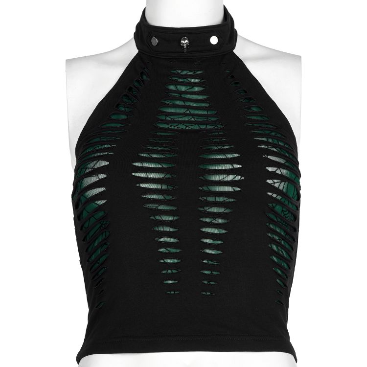 Black and Green 'Willow' Crop Top