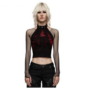 Crop Top 'Willow' Noir et Rouge