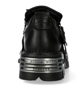 New Rock Metallic Shoes in Black Itali and Nomada Leather