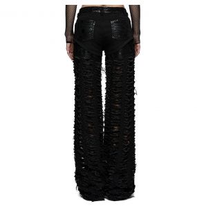 Black Twill and Mesh 'Willow' Pants