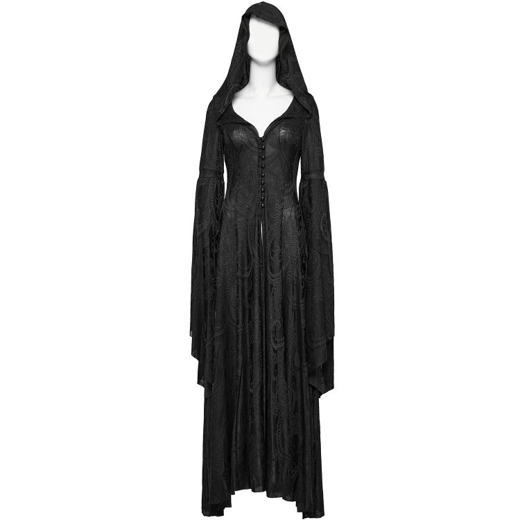 Black Hooded 'Theatre of Tragedy' Coat-Dress