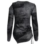 Black and Gray 'Emelia' Assymetrical Long Sleeves Top