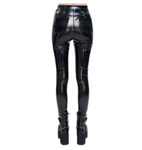 Leggings 'Geloyra' en Vinyle Noir Verni