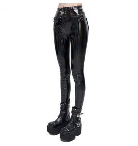 Leggings 'Geloyra' en Vinyle Noir Verni