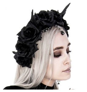 Black 'Horns and Roses' Headband