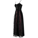 Black and Burgundy 'Melisanda' Velvet Long Dress