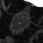 Longue Robe 'Melisanda' en Velours Noir et Bordeaux