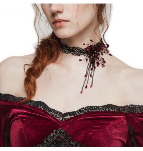 Choker 'Goth Blood Drop' Noir et Rouge