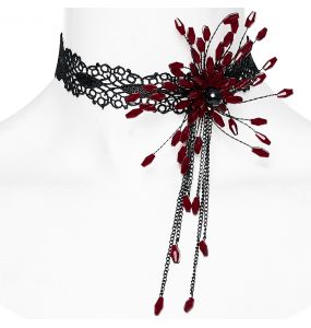 Choker 'Goth Blood Drop' Noir et Rouge