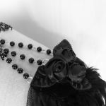 Gothic Bolero and Necklace 'Elja' in Black Lace and Feathers