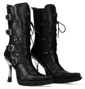 New Rock New Malicia Boots in Black Itali Leather
