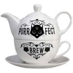 Porcelain 'Purrfect Brew' Tea Set