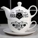 Porcelain 'Purrfect Brew' Tea Set