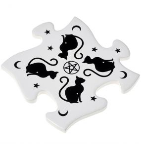 Ceramic Black Cats Jigsaw Coasters