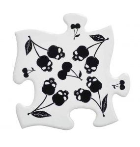 Black Skull Cherries Jigsaw Coasters