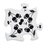 Sous-Verre Puzzle 'Black Skull Cherries' en Céramique