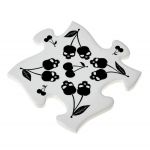 Sous-Verre Puzzle 'Black Skull Cherries' en Céramique