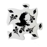 Sous-Verre Puzzle 'Black Raven & Rose' en Céramique