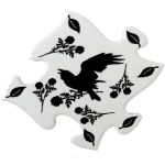 Sous-Verre Puzzle 'Black Raven & Rose' en Céramique