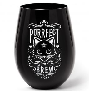 Black 'Purrfect Brew' Glass