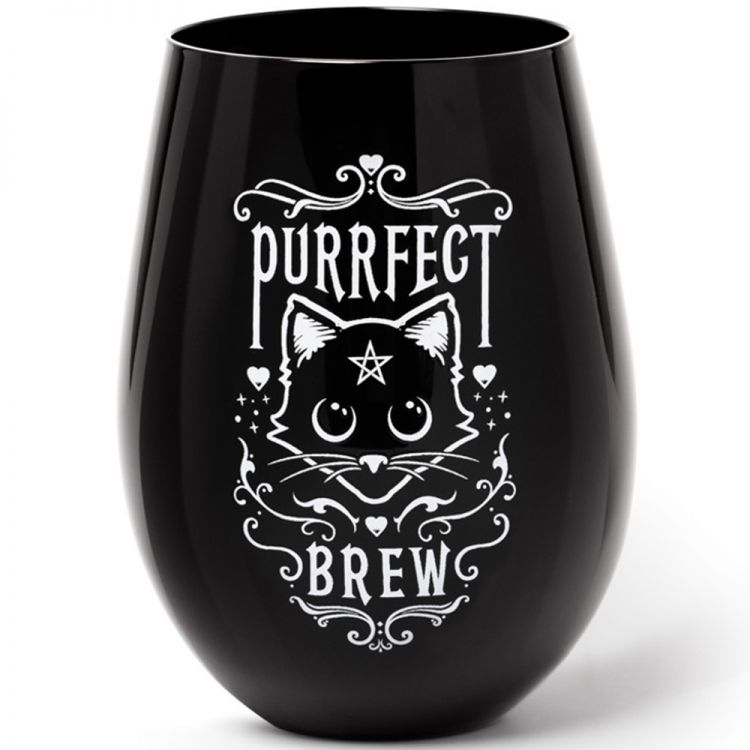 Black 'Purrfect Brew' Glass