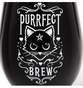 Black 'Purrfect Brew' Glass