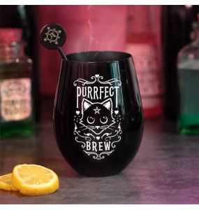 Black 'Purrfect Brew' Glass