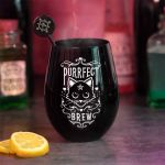 Black 'Purrfect Brew' Glass