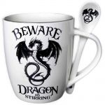 Porcelain 'Dragon is Stirring' Mug and Spoon Set