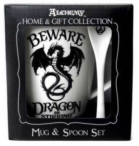 Porcelain 'Dragon is Stirring' Mug and Spoon Set