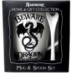 Porcelain 'Dragon is Stirring' Mug and Spoon Set