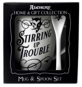 Porcelain 'Stirring up Trouble' Mug and Spoon Set