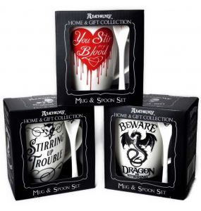 Porcelain 'Stirring up Trouble' Mug and Spoon Set