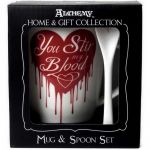 Porcelain 'You Stir My Blood' Mug and Spoon Set