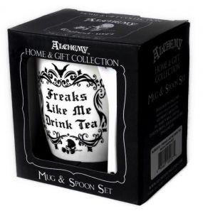 'Freaks Like Me Drink Tea' Mug and Spoon Set