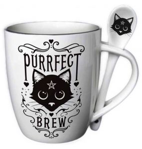 'Purrfect Brew' Mug and Spoon Set