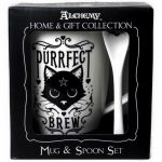 Porcelain 'Purrfect Brew' Mug and Spoon Set