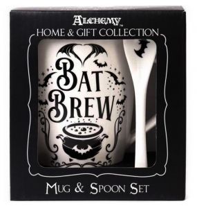 Porcelain 'Bat Brew' Mug and Spoon Set