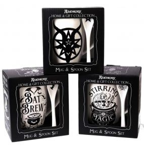 Porcelain 'Bat Brew' Mug and Spoon Set