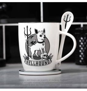 Porcelain 'Hellhound' Mug and Spoon Set