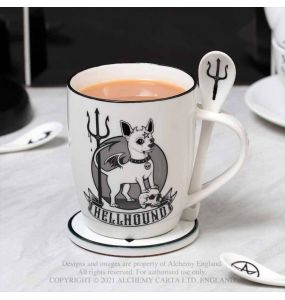 Porcelain 'Hellhound' Mug and Spoon Set