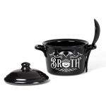 Black Porcelain 'Bat Broth' Bowl and Spoon Set